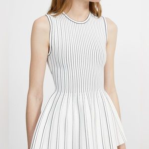 Theory White Striped Peplum Top